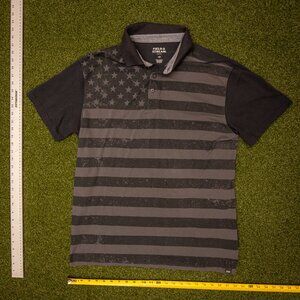 Field & Stream Men’s Polo Large – American Flag Design – Black & Gray Patriotic
